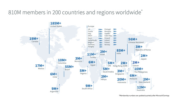 Mappa utenti LinkedIn nel mondo