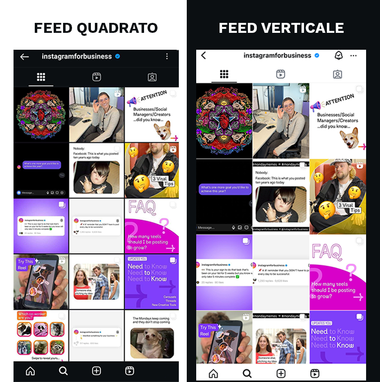 Feed Quadrato Vs Feed Verticale, in una panoramica su come appare oggi e come potrà essere la visualizzazione di un profilo Instagram