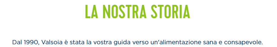 Il tone of voice della pagina "Chi siamo" di Valsoia