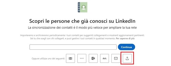 Caricamento lista contatti